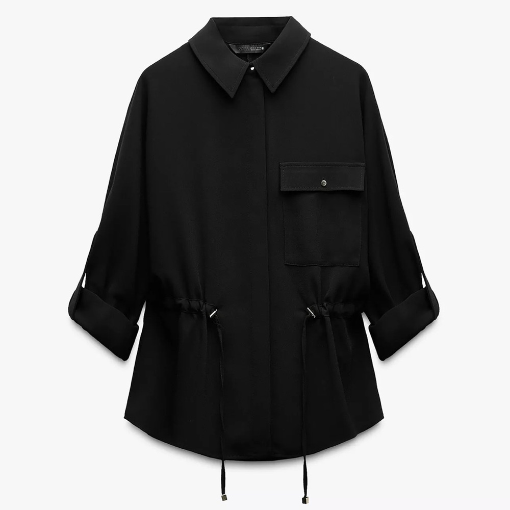 Zara Crepe Safari Shirt 🖤